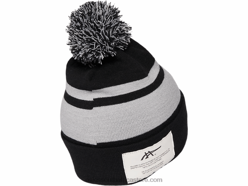 Asics Unisex Pom Beanie LH4X0789 Black/Lt Grey Heather