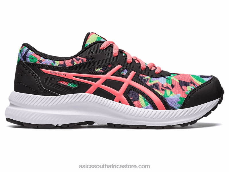 Kids Asics Contend 8 Grade School LH4X04250 Black/Papaya