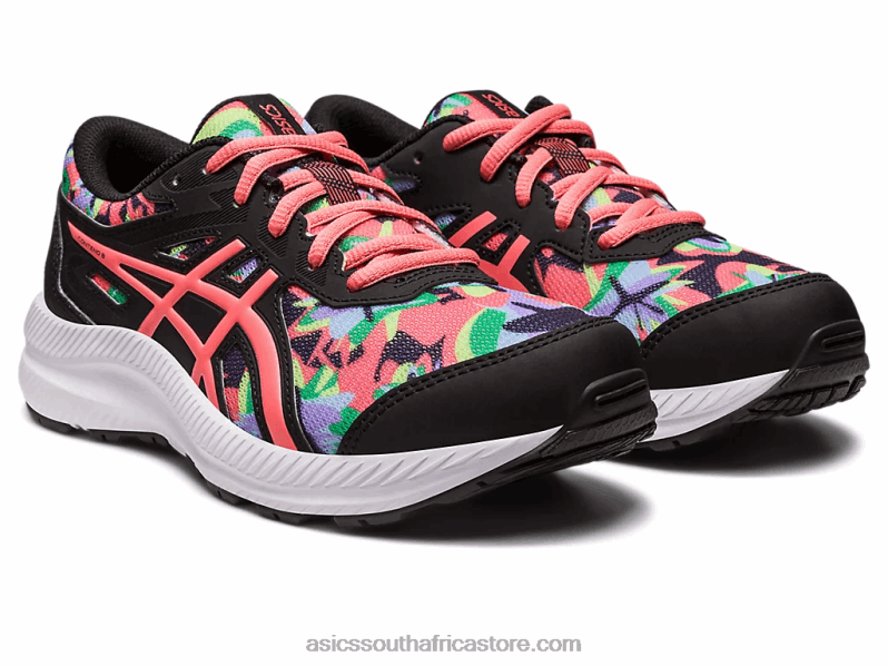 Kids Asics Contend 8 Grade School LH4X04250 Black/Papaya