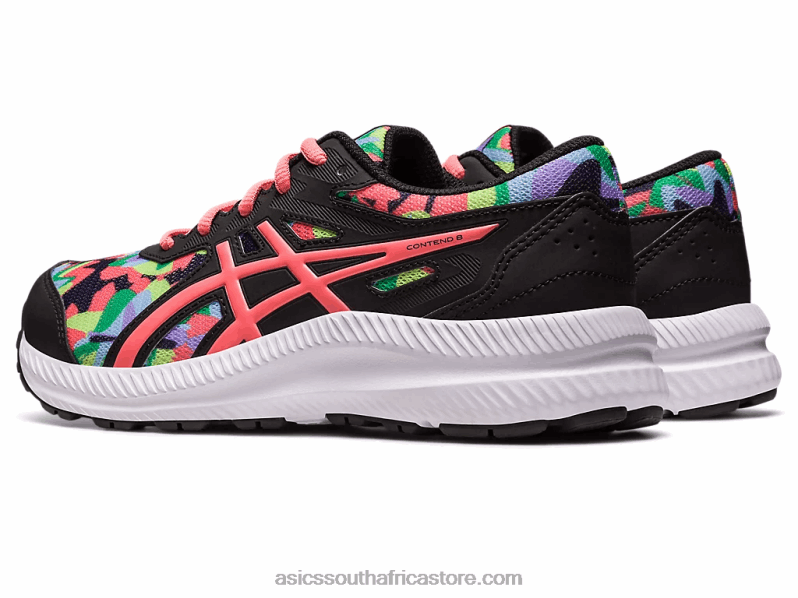 Kids Asics Contend 8 Grade School LH4X04250 Black/Papaya