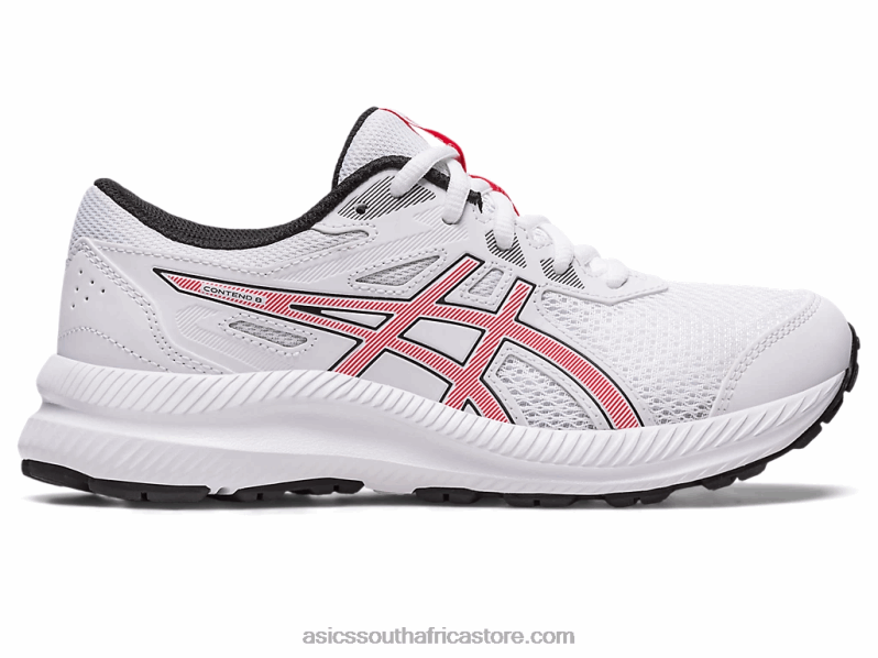 Kids Asics Contend 8 Grade School LH4X04281 White/Electric Red