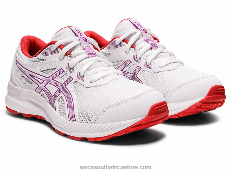 Kids Asics Contend 8 Grade School LH4X04404 White/Orchid