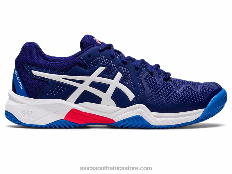 Kids Asics Gel-Resolution 8 Clay Grade School LH4X04430 Dive Blue/White