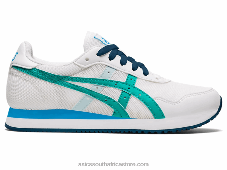 Kids Asics Tiger Runner Grade School LH4X04479 White/Baltic Jewel