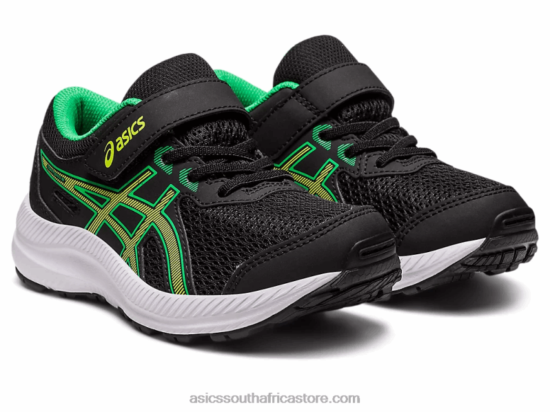 Kids Asics Contend 8 Pre-School LH4X04243 Black/Lime Zest