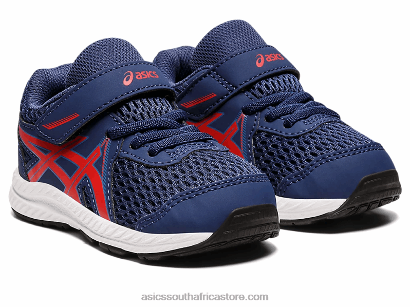 Kids Asics Contend 7 Toddler Size LH4X04390 Deep Ocean/Classic Red