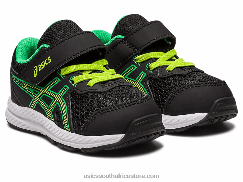 Kids Asics Contend 8 Toddler Size LH4X04316 Black/Lime Zest