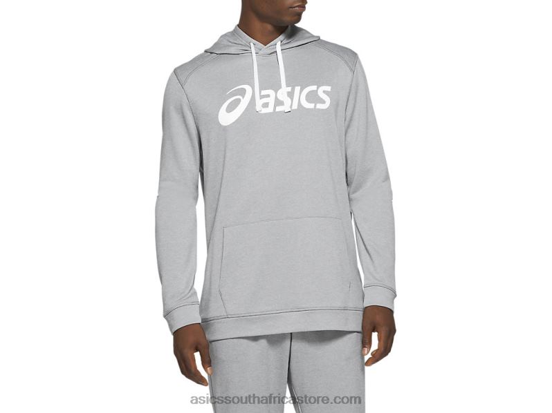Men Asics French Terry Hoodie LH4X01971 Sheet Rock Heather/White