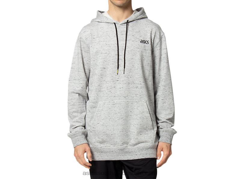 Men Asics French Terry Pullover Hoodie LH4X01651 Piedmont Grey Heather