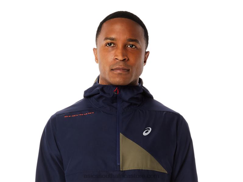 Men Asics Fujitrail Anorak LH4X01136 Midnight/Mantle Green