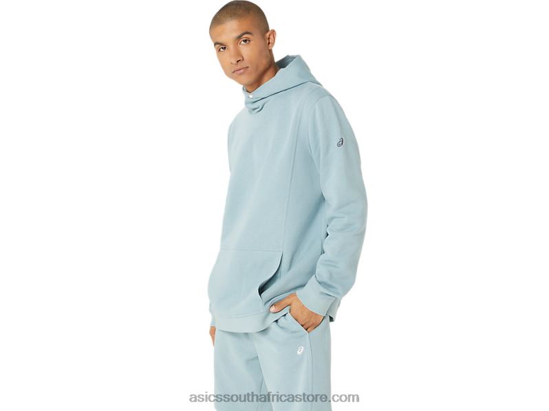 Men Asics Sunday Fleece Hoodie LH4X024 Light Steel