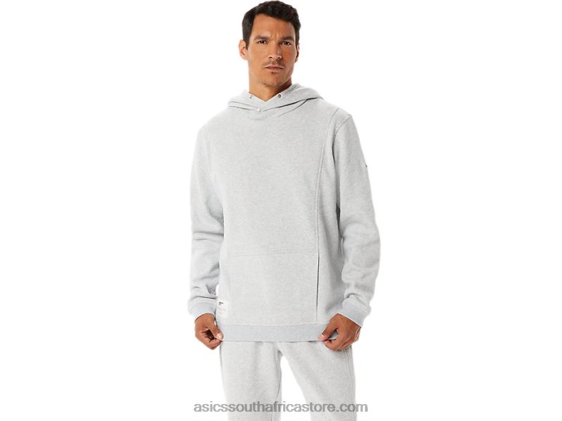 Men Asics Sunday Fleece Hoodie LH4X054 Light Grey Heather