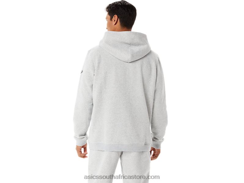 Men Asics Sunday Fleece Hoodie LH4X054 Light Grey Heather