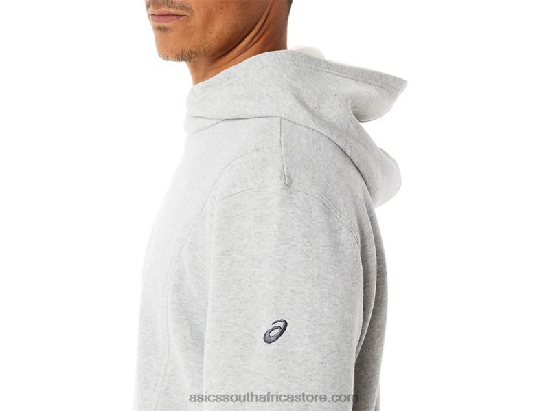 Men Asics Sunday Fleece Hoodie LH4X054 Light Grey Heather