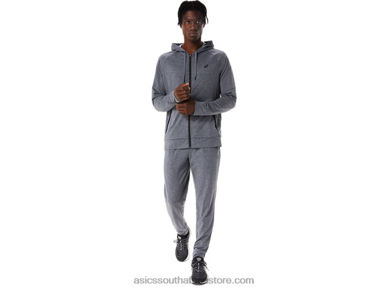 Men Asics Tech Full Zip Hoodie LH4X0817 Metropolis Grey Heather