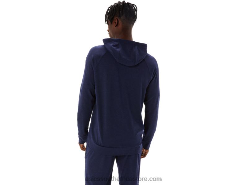 Men Asics Tech Full Zip Hoodie LH4X0867 Peacoat/Perf Black