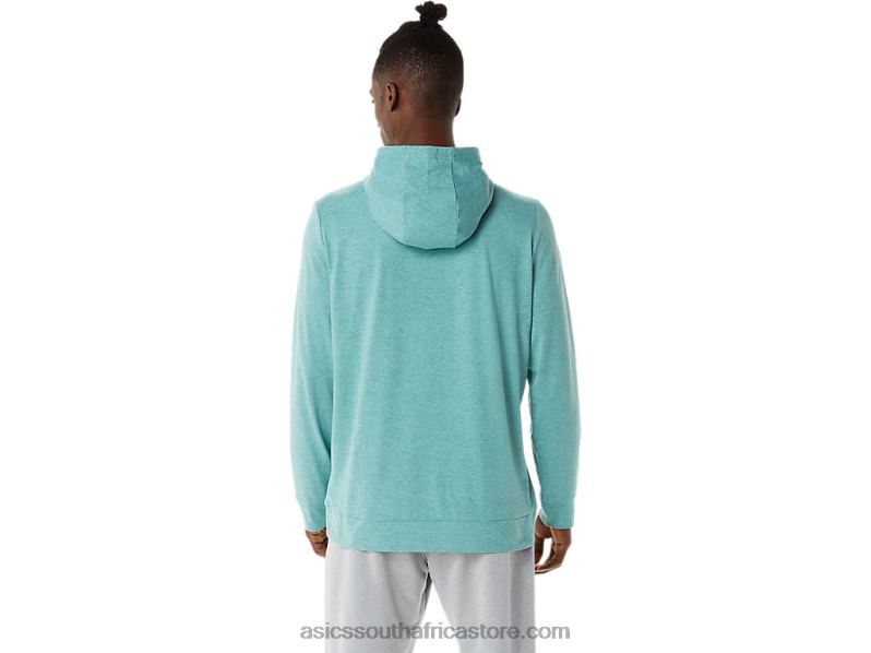 Men Asics Tech Pullover Hoodie LH4X01569 Sage Heather