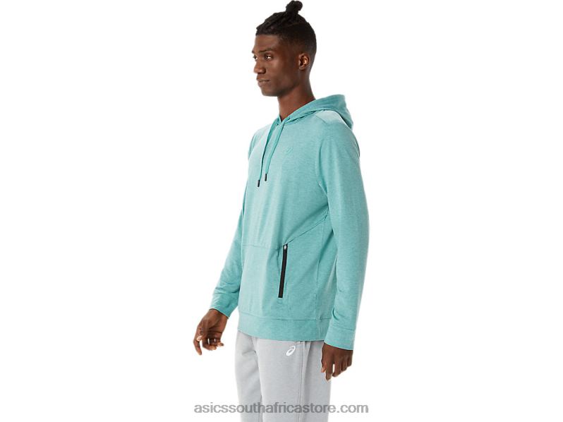 Men Asics Tech Pullover Hoodie LH4X01569 Sage Heather