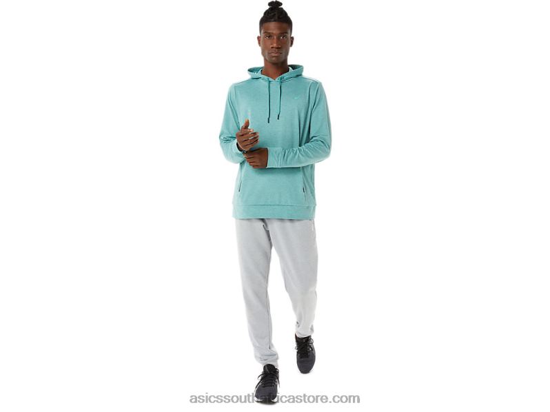 Men Asics Tech Pullover Hoodie LH4X01569 Sage Heather