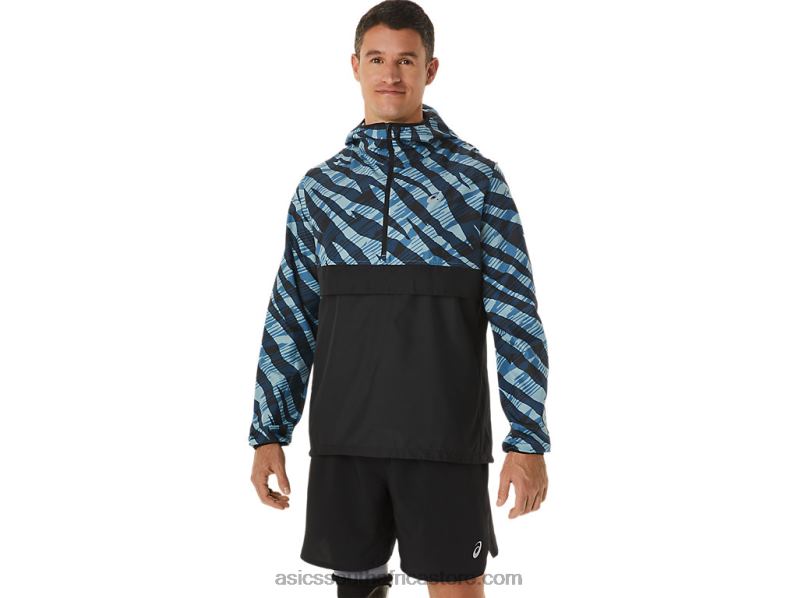 Men Asics Wild Camo Anorak LH4X01102 Azure/Performance Black