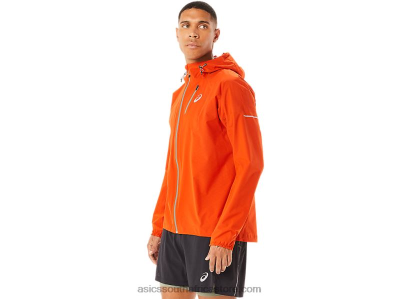 Men Asics Fujitrail Waterproof Jacket LH4X01146 Cherry Tomato