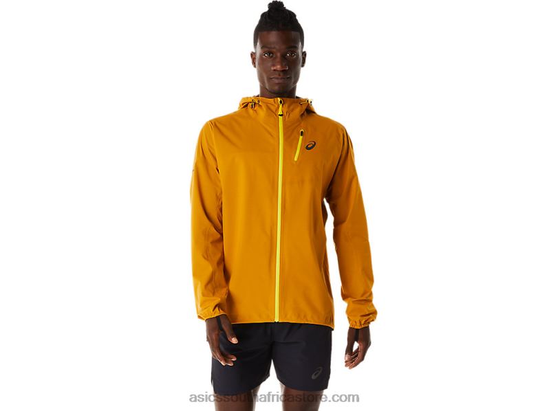 Men Asics Fujitrail Waterproof Jacket LH4X0545 Sandstorm
