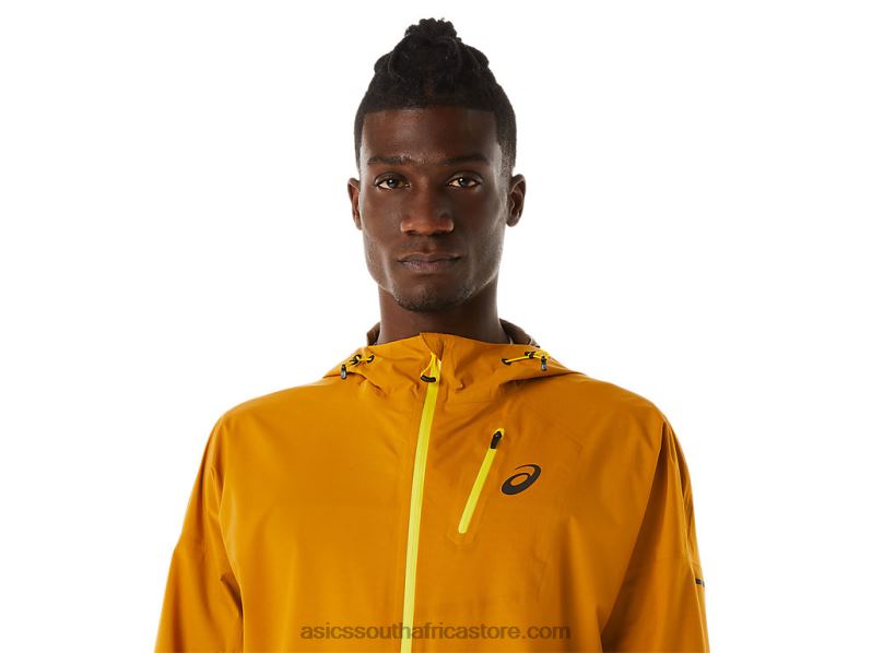Men Asics Fujitrail Waterproof Jacket LH4X0545 Sandstorm