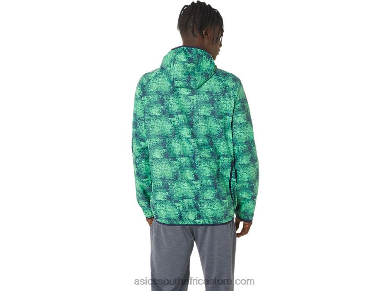 Men Asics Packable Jacket LH4X01050 Tie Dye Green/Peacoat