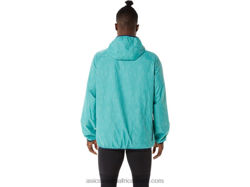 Men Asics Packable Jacket LH4X01387 Sage Print/French Blue