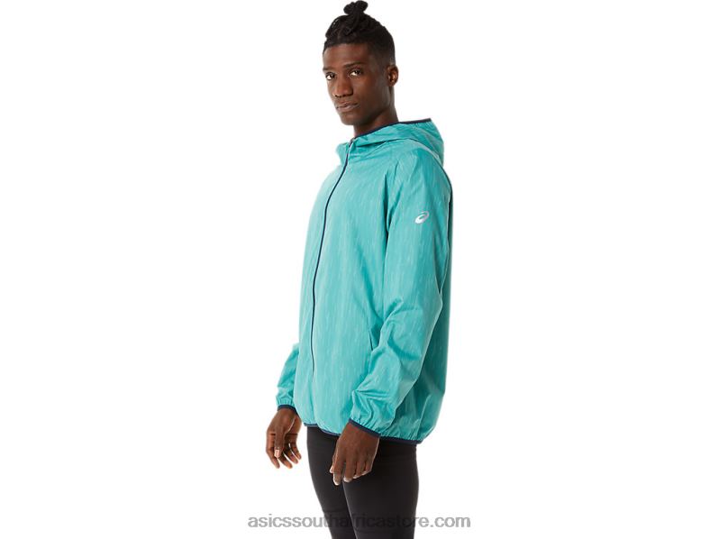 Men Asics Packable Jacket LH4X01387 Sage Print/French Blue