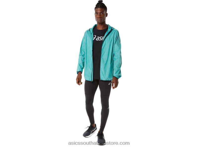 Men Asics Packable Jacket LH4X01387 Sage Print/French Blue