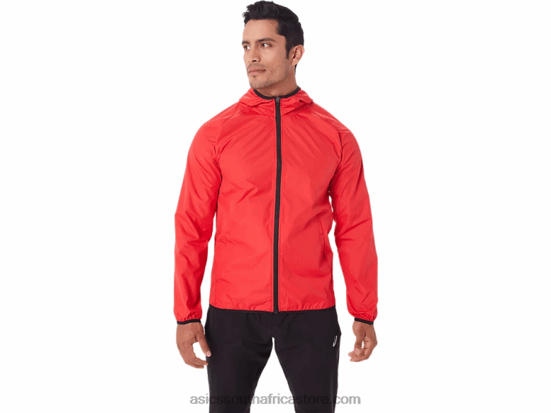 Men Asics Packable Jacket LH4X01822 Electric Red/Black