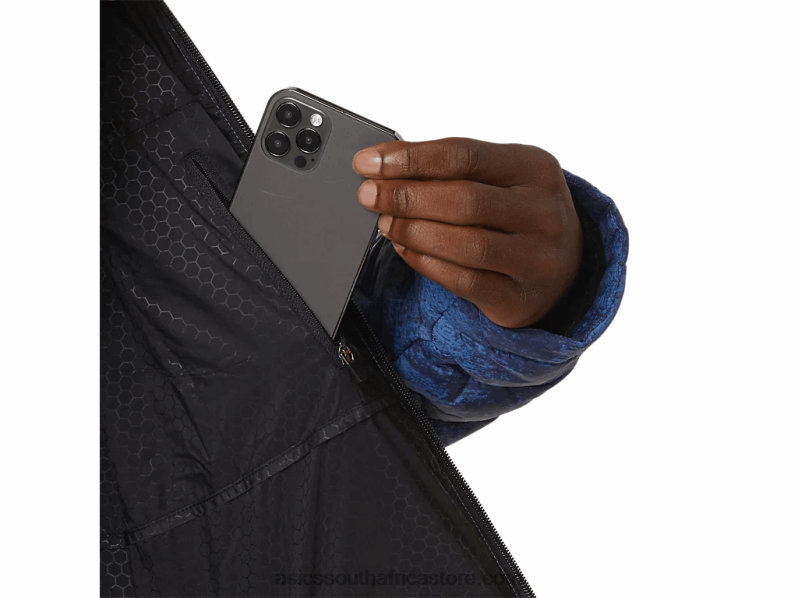 Men Asics Performance Insulated Jacket LH4X0808 Tie Dye Blue Print