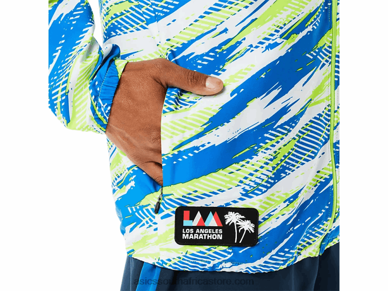 Men Asics Ready-Set Jacket Lam LH4X01343 Hazard Green