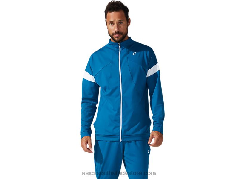 Men Asics Track Jacket LH4X01796 Deep Sea Teal/Brilliant White