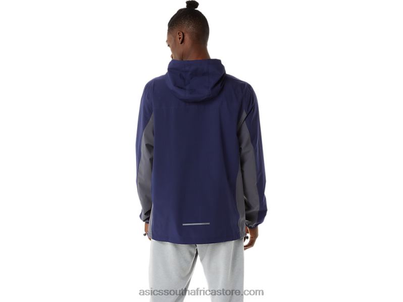 Men Asics Waterproof Jacket LH4X01401 Peacoat/Carrier Grey