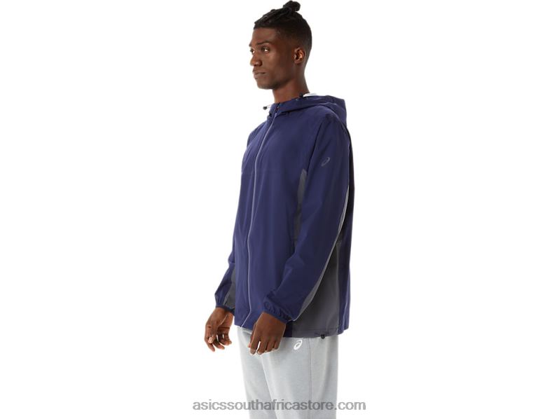 Men Asics Waterproof Jacket LH4X01401 Peacoat/Carrier Grey