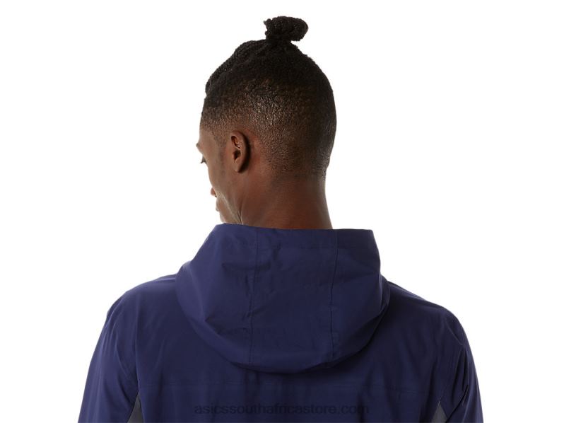 Men Asics Waterproof Jacket LH4X01401 Peacoat/Carrier Grey