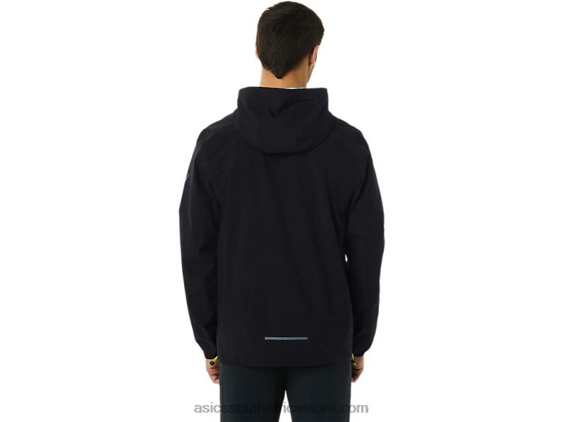 Men Asics Waterproof Jacket LH4X0231 Performance Black/Lime Zest