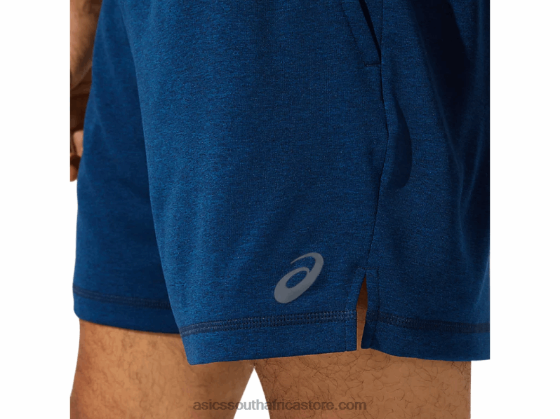 Men Asics 7in Knit Training Short LH4X01891 French Blue Heather