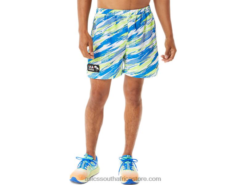 Men Asics Ready-Set 5in Short Lam LH4X01341 Hazard Green