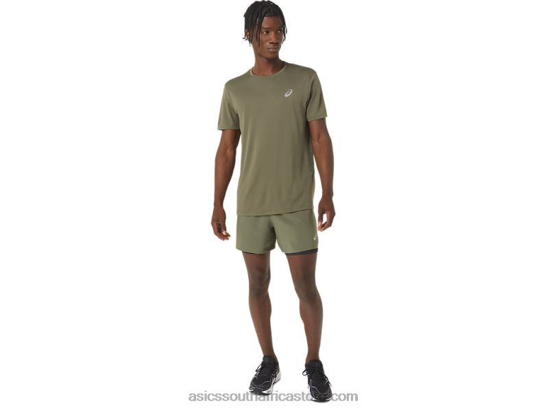 Men Asics Road 2-N-1 5in Short LH4X01122 Mantle Green/Performance Black