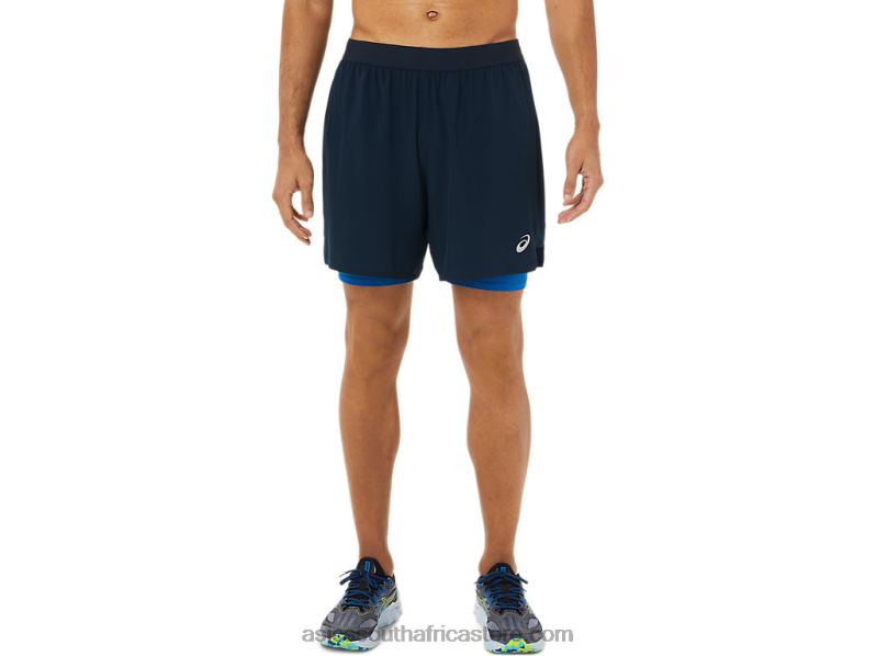 Men Asics Road 2-N-1 7in Short LH4X01478 French Blue/Lake Drive