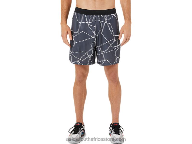 Men Asics Seasonal All Over Print Shorts LH4X01436 Carrier Grey