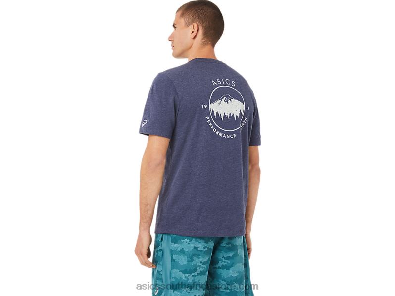 Men Asics 1977 Mountain Tee LH4X0889 Peacoat Heather