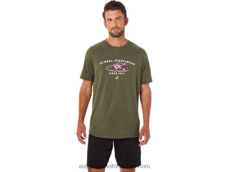 Men Asics 1977 Sportswear Tee LH4X01654 Olive Canvas