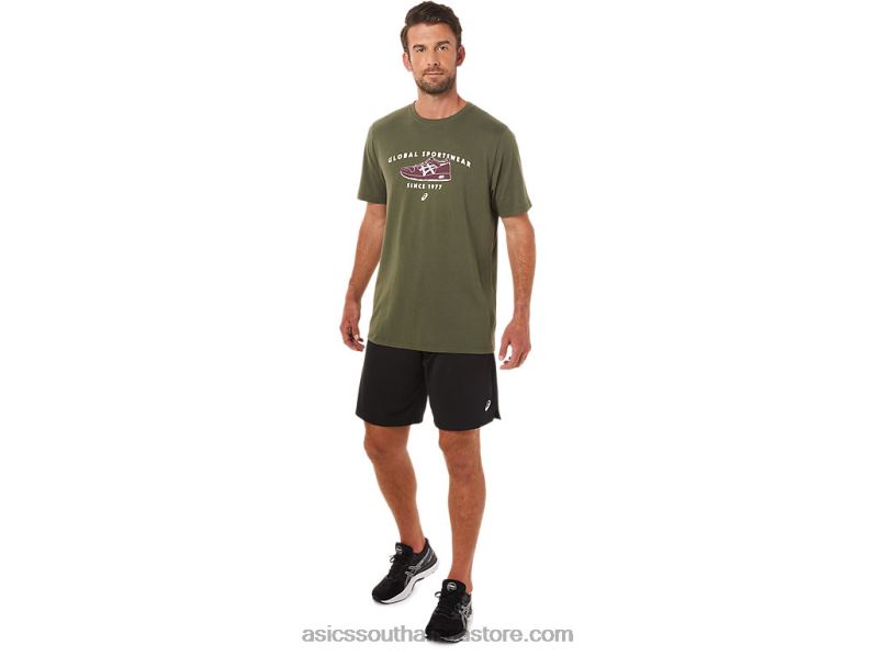 Men Asics 1977 Sportswear Tee LH4X01654 Olive Canvas