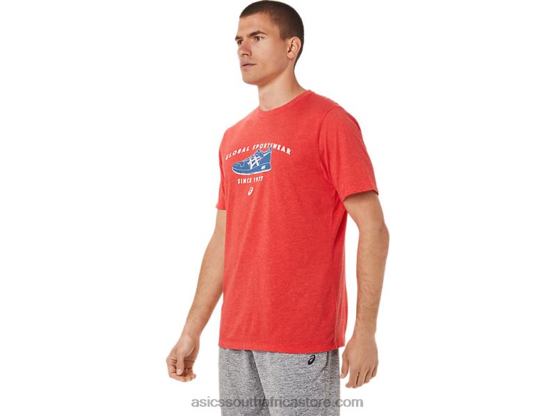 Men Asics 1977 Sportswear Tee LH4X0781 Classic Red Heather