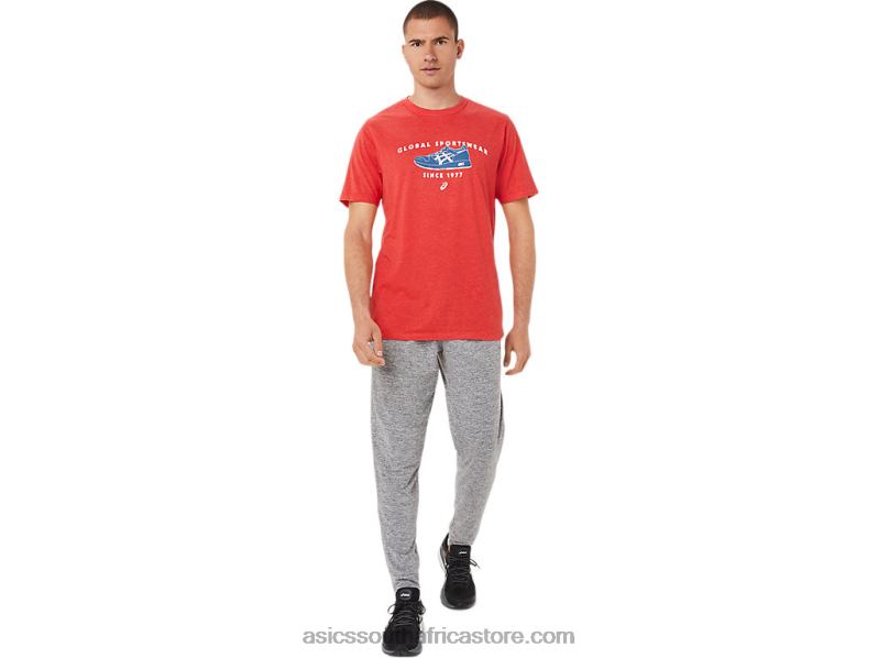 Men Asics 1977 Sportswear Tee LH4X0781 Classic Red Heather