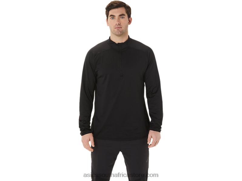 Men Asics Actibreeze Jacquard 1/2 Zip Top LH4X0760 Performance Black